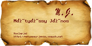 Mátyássy János névjegykártya